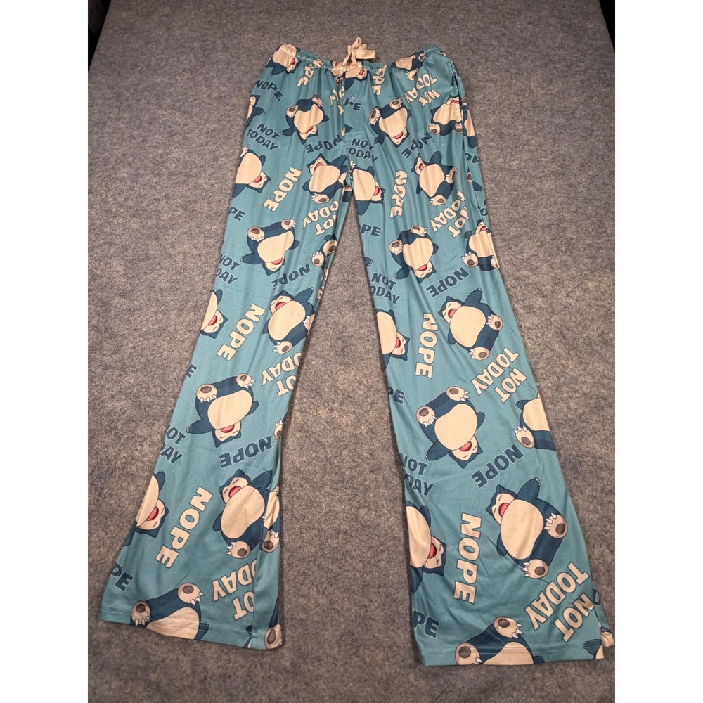 Pokemon Snorlax Nope Not Today Sleep Pants Mens XL Blue Pajama Bottoms Lounge